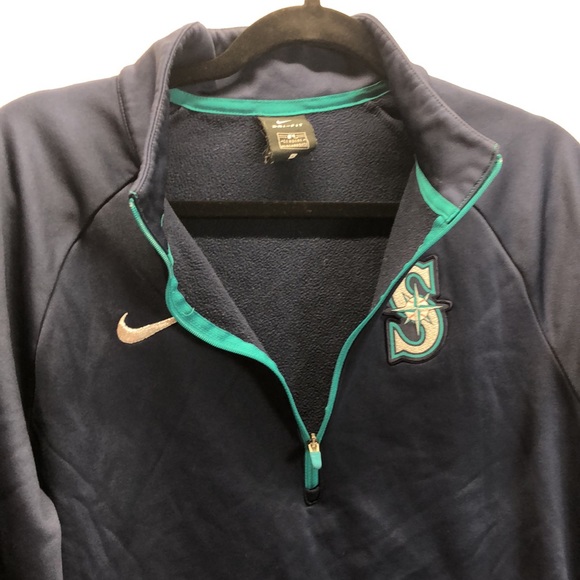 Pre Owned S Nike Dri Fit Fleece Lined Seattle Mariners Neoprene 1/3 Zip Jacket - Picture 5 of 5